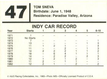 1983 A & S Racing Indy #47 Tom Sneva Back