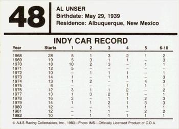 1983 A & S Racing Indy #48 Al Unser Back