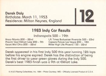 1984 A & S Racing Indy #12 Derek Daly Back