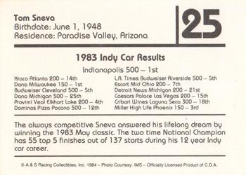 1984 A & S Racing Indy #25 Tom Sneva Back