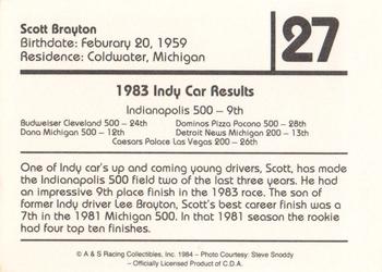 1984 A & S Racing Indy #27 Scott Brayton Back