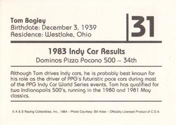 1984 A & S Racing Indy #31 Tom Bagley Back