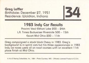1984 A & S Racing Indy #34 Greg Leffler Back