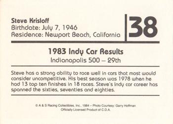 1984 A & S Racing Indy #38 Steve Krisiloff Back