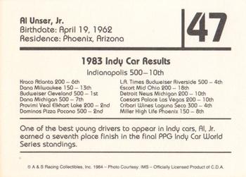1984 A & S Racing Indy #47 Al Unser Jr. Back