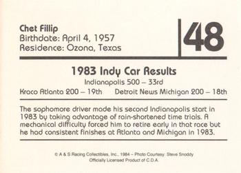 1984 A & S Racing Indy #48 Chet Fillip Back