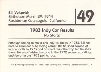 1984 A & S Racing Indy #49 Bill Vukovich Jr. Back