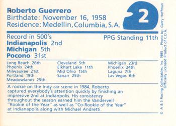 1985 A & S Racing Indy #2 Roberto Guerrero Back