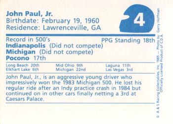 1985 A & S Racing Indy #4 John Paul Jr. Back
