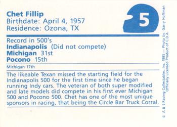 1985 A & S Racing Indy #5 Chet Fillip Back
