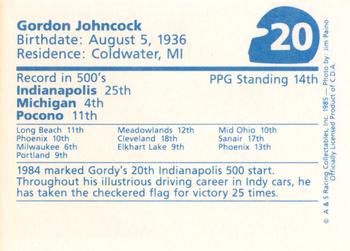 1985 A & S Racing Indy #20 Gordon Johncock Back