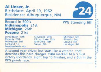 1985 A & S Racing Indy #24 Al Unser Jr. Back