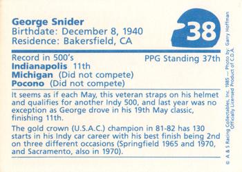 1985 A & S Racing Indy #38 George Snider Back