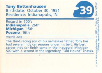1985 A & S Racing Indy #39 Tony Bettenhausen Back