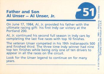 1985 A & S Racing Indy #51 Al Unser / Al Unser Jr. Back