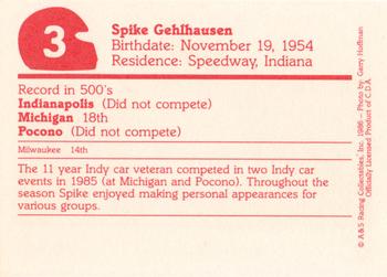 1986 A & S Racing Indy #3 Spike Gehlhausen Back