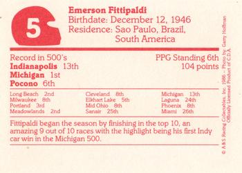 1986 A & S Racing Indy #5 Emerson Fittipaldi Back