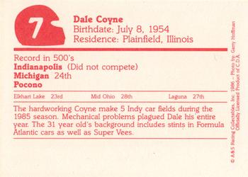 1986 A & S Racing Indy #7 Dale Coyne Back