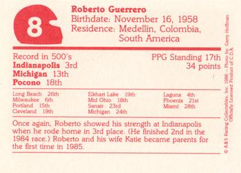 1986 A & S Racing Indy #8 Roberto Guerrero Back