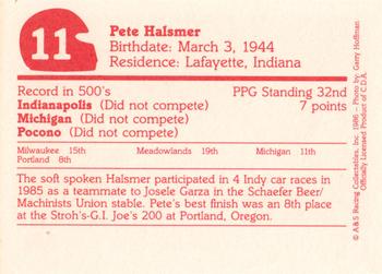 1986 A & S Racing Indy #11 Pete Halsmer Back