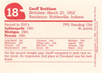 1986 A & S Racing Indy #18 Geoff Brabham Back