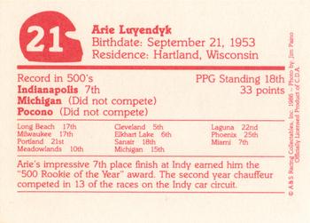 1986 A & S Racing Indy #21 Arie Luyendyk Back