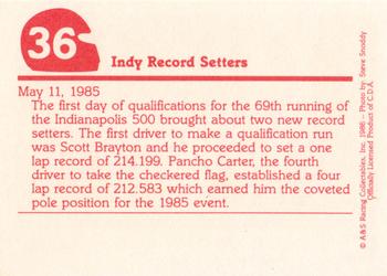 1986 A & S Racing Indy #36 Scott Brayton / Pancho Carter Back