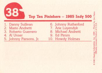 1986 A & S Racing Indy #38 Danny Sullivan Back