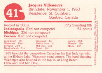1986 A & S Racing Indy #41 Jacques Villeneuve Back
