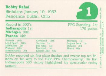 1987 A & S Racing Indy #1 Bobby Rahal Back