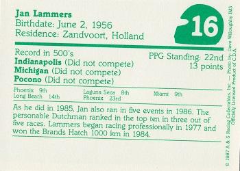 1987 A & S Racing Indy #16 Jan Lammers Back