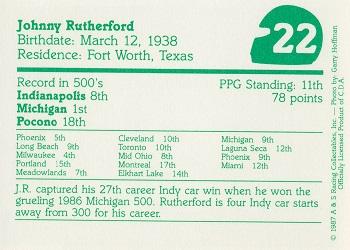 1987 A & S Racing Indy #22 Johnny Rutherford Back