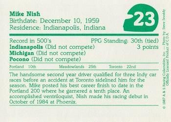 1987 A & S Racing Indy #23 Mike Nish Back
