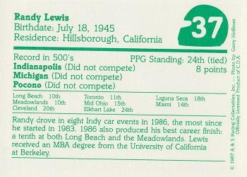 1987 A & S Racing Indy #37 Randy Lewis Back