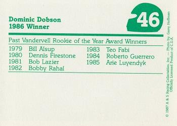 1987 A & S Racing Indy #46 Dominic Dobson Back