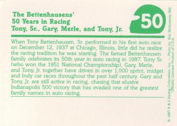 1987 A & S Racing Indy #50 Tony Bettenhausen Jr. / Gary Bettenhausen / Merle Bettenhausen / Tony Bettenhausen Sr. Back