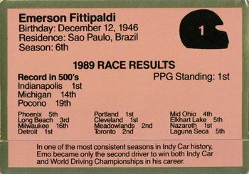 1990 Action Packed Indy Prototypes #1 Emerson Fittipaldi Back