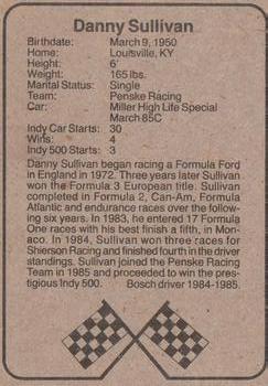 1986 Bosch Indy #NNO Danny Sullivan Back