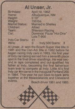1986 Bosch Indy #NNO Al Unser Jr. Back