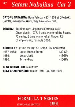 1991 Carms Formula 1 #7 Satoru Nakajima Back