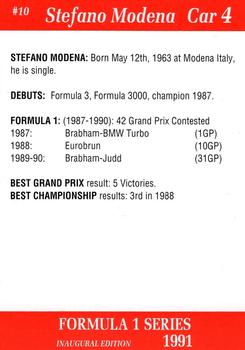 1991 Carms Formula 1 #10 Stefano Modena Back