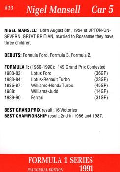 1991 Carms Formula 1 #13 Nigel Mansell Back