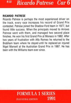 1991 Carms Formula 1 #18 Riccardo Patrese Back