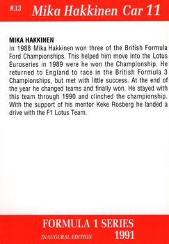 1991 Carms Formula 1 #33 Mika Hakkinen Back