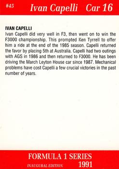 1991 Carms Formula 1 #45 Ivan Capelli Back