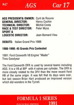 1991 Carms Formula 1 #47 Gabriele Tarquini Back
