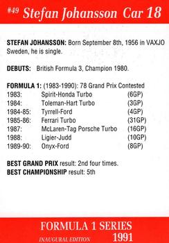 1991 Carms Formula 1 #49 Stefan Johansson Back