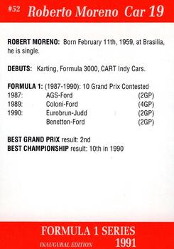 1991 Carms Formula 1 #52 Roberto Moreno Back