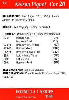 1991 Carms Formula 1 #55 Nelson Piquet Back