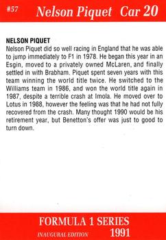 1991 Carms Formula 1 #57 Nelson Piquet Back